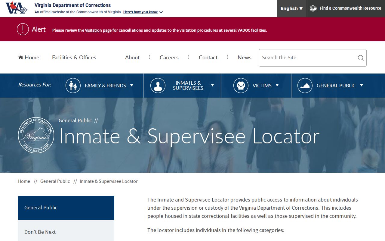 Lee County arrest history VADOC inmate and supervisee locator