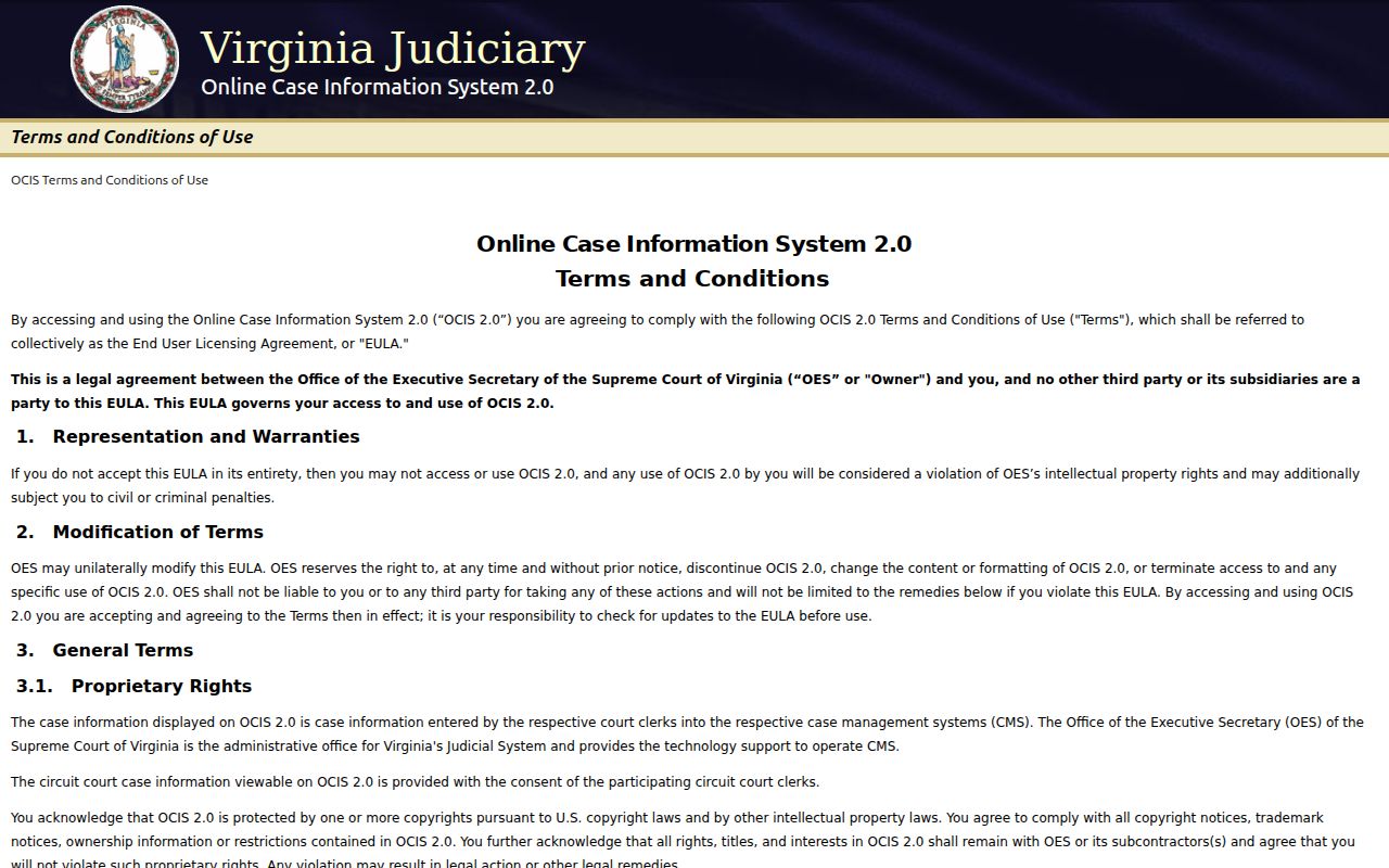 Lee County criminal court cases Virginia OCIS search interface