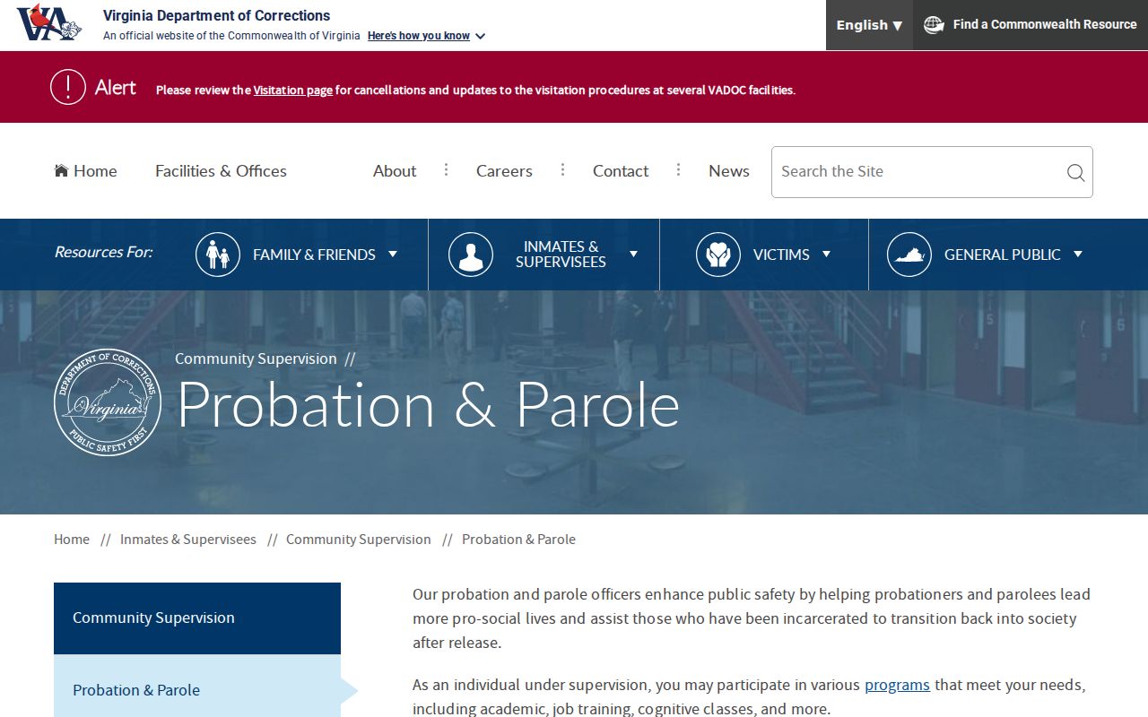 Lee County criminal supervision information from VADOC